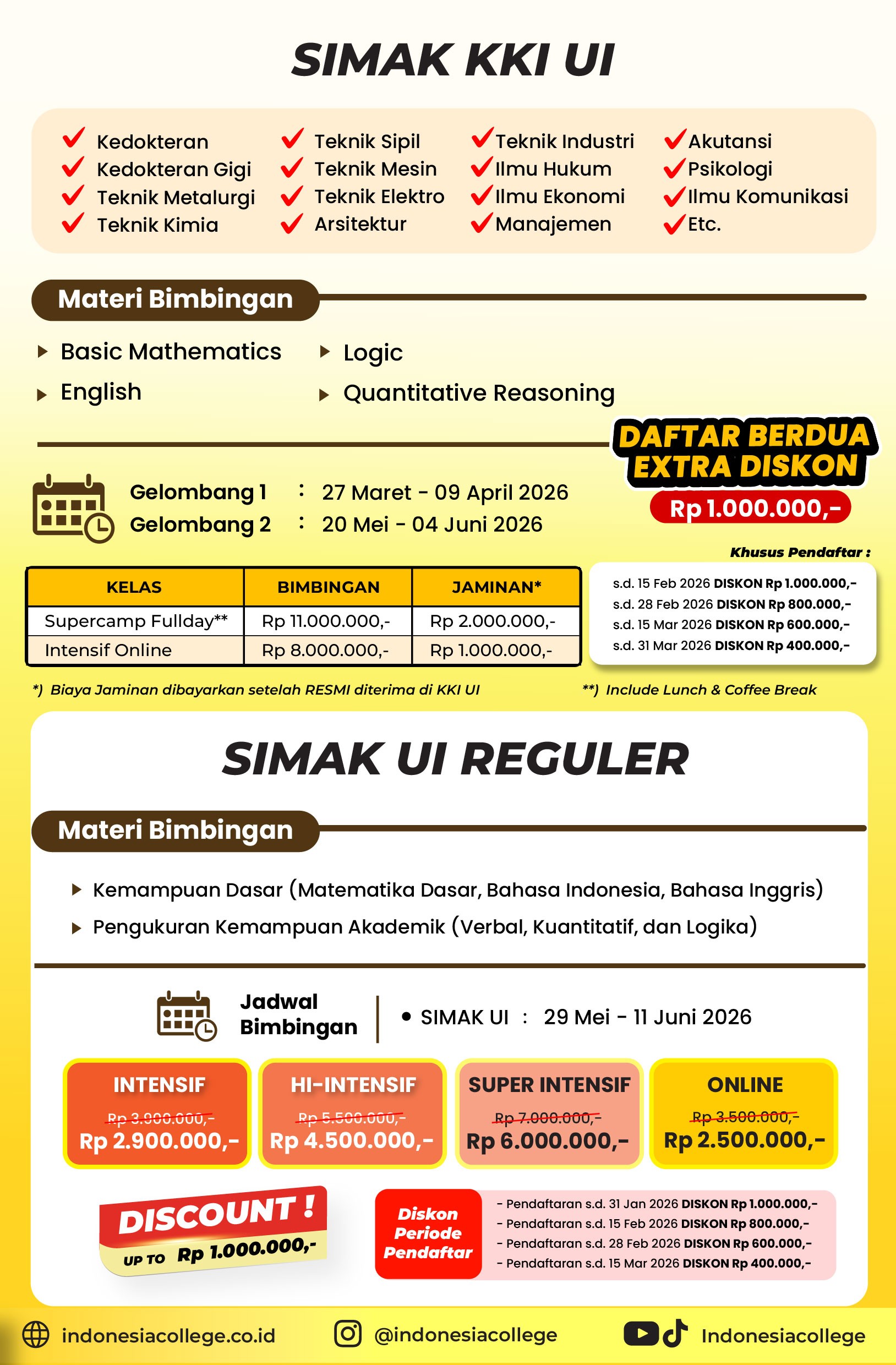 Bimbel SIMAK UI 2026: Reguler & Kelas Internasional 